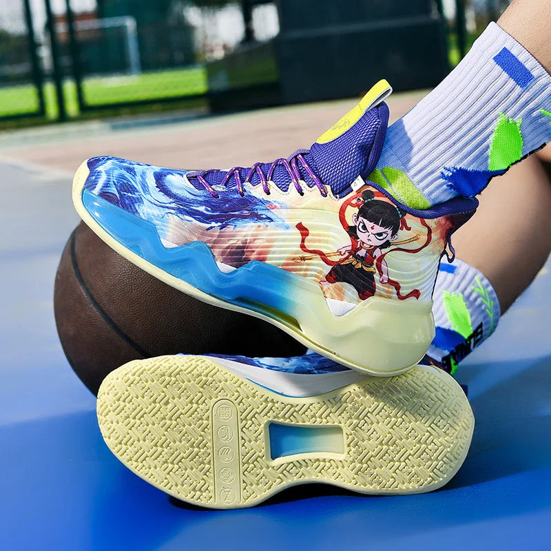 Chaussures de sport unisexes, chaussures d'entraînement de basket-ball respirantes en maille tendance, bottes de compétition légères à rebond pour hommes