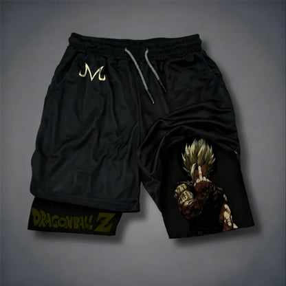 Dragon Ball Son Goku muške brzo sušeće dvostruke slojevite kratke hlače za teretanu, ljetne fitness sportske Y2K stil lažne dvodijelne hlače