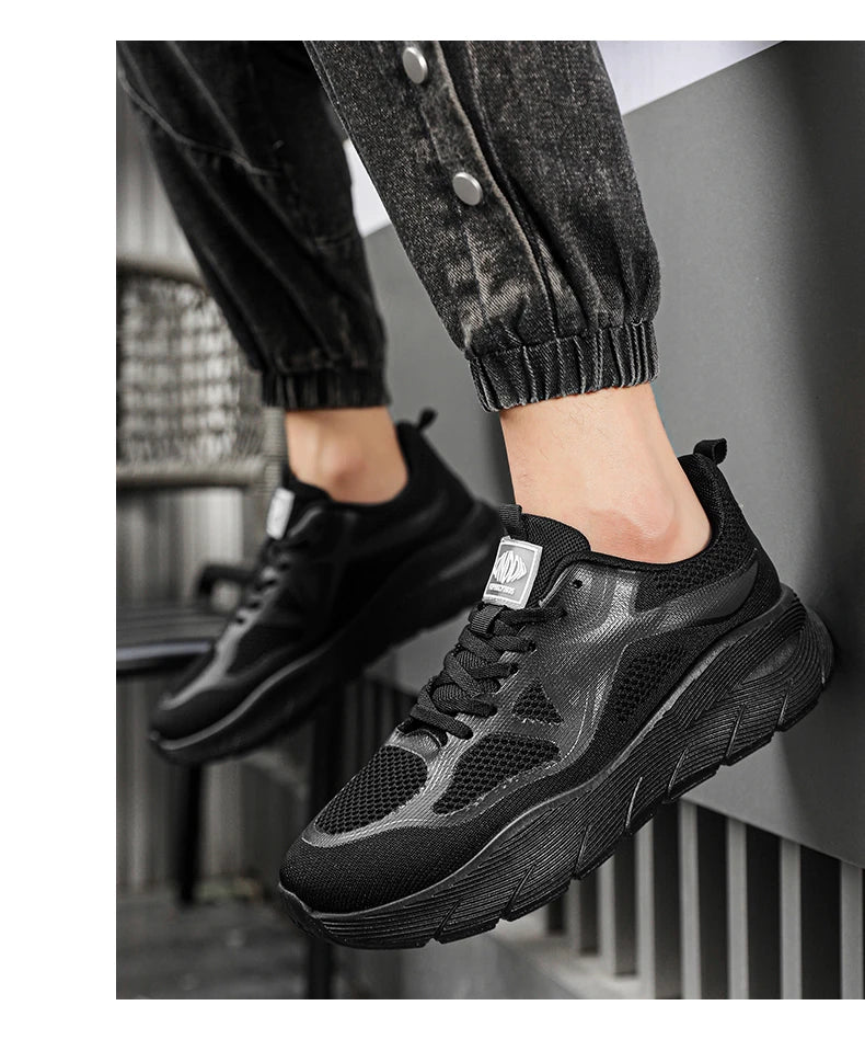 Fashion Platform Men's Running Shoes Trendy Casual Knit Breathable Orange Sneakers Men Outdoor Sports Non-Slip Jogging Shoes Men