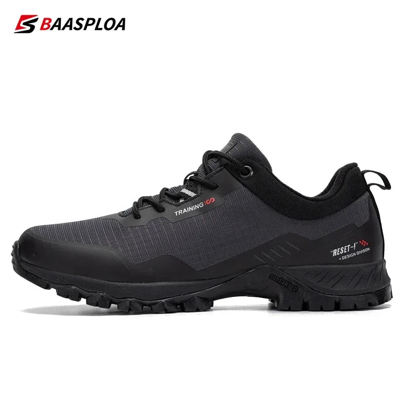 Baasploa Men New Hiking Shoes Outdoor Waterproof Wear Resistant Non Slip Sneakers Male Casual Lightweight Lace-Up Walking Shoes