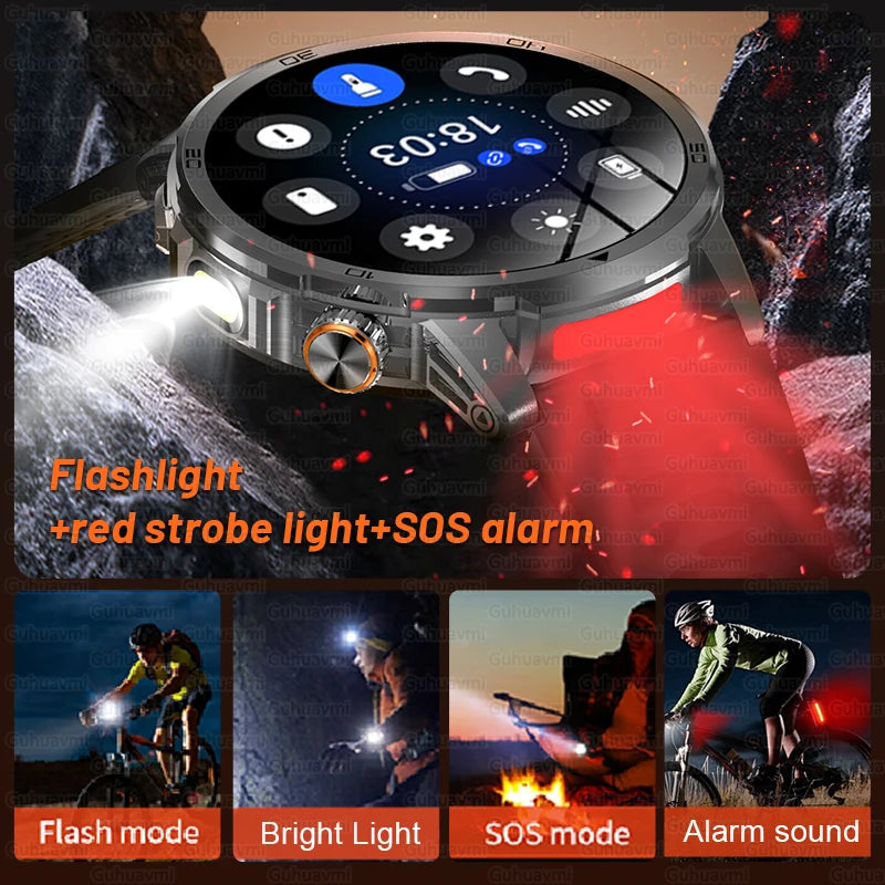 2026 New Military Outdoor Smart Watch 1.85‘’ AMOLED 1000mAh Large Battery 5ATM Waterproof Voice Call Sports Men Fitness Bracel