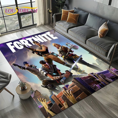 2025 Games 3D F-Fortnite анимационен килим за хол, спалня и декорация до дивана у дома, детски килим за игра, неплъзгаща се постелка за под