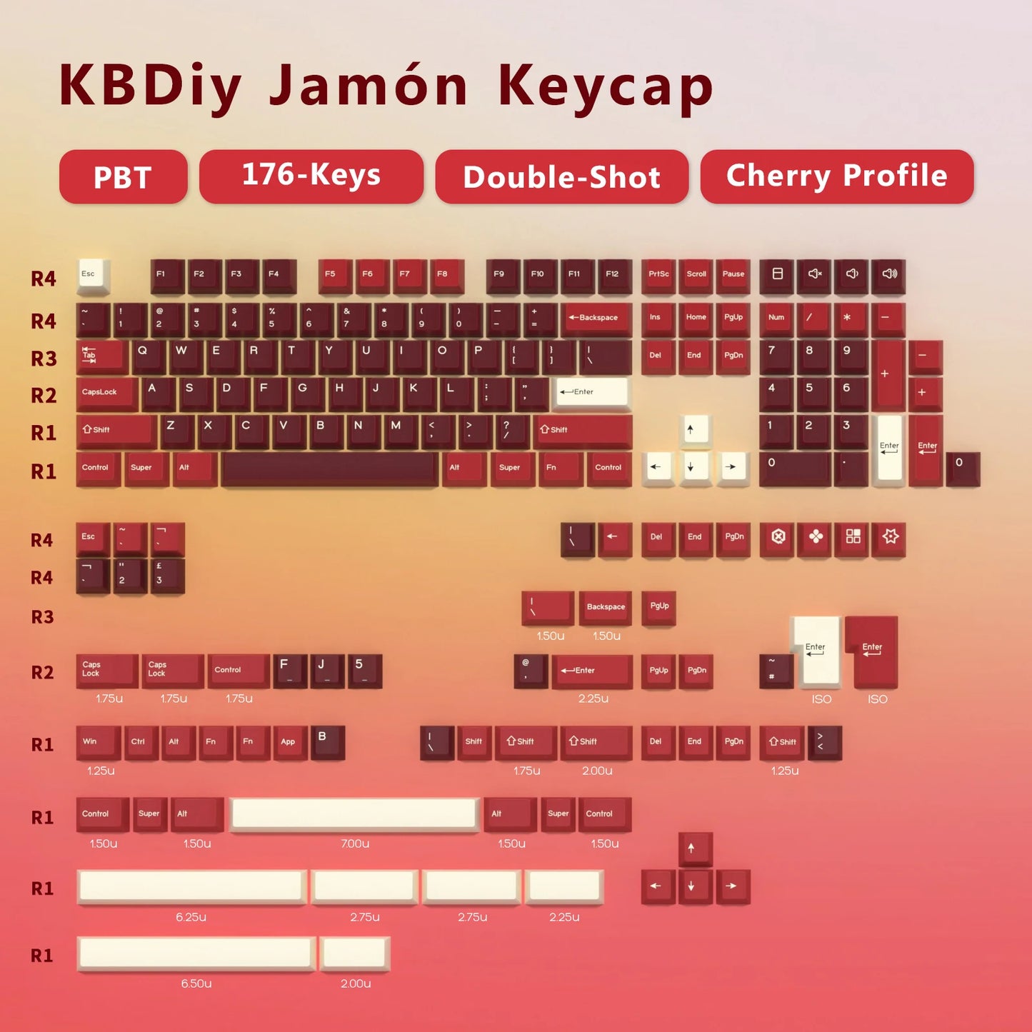KBDiy GMK Illusion Set di tasti profilo Cherry Double Shot PBT ISO per tastiera meccanica gamer Kit Gaming stile rétro