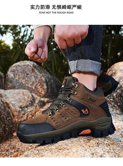 Outdoor Waterproof Hiking Boots Men's Women's Spring And Autumn Hiking Wear-resistant Mountain Sports Boots Hunting Sports Shoes