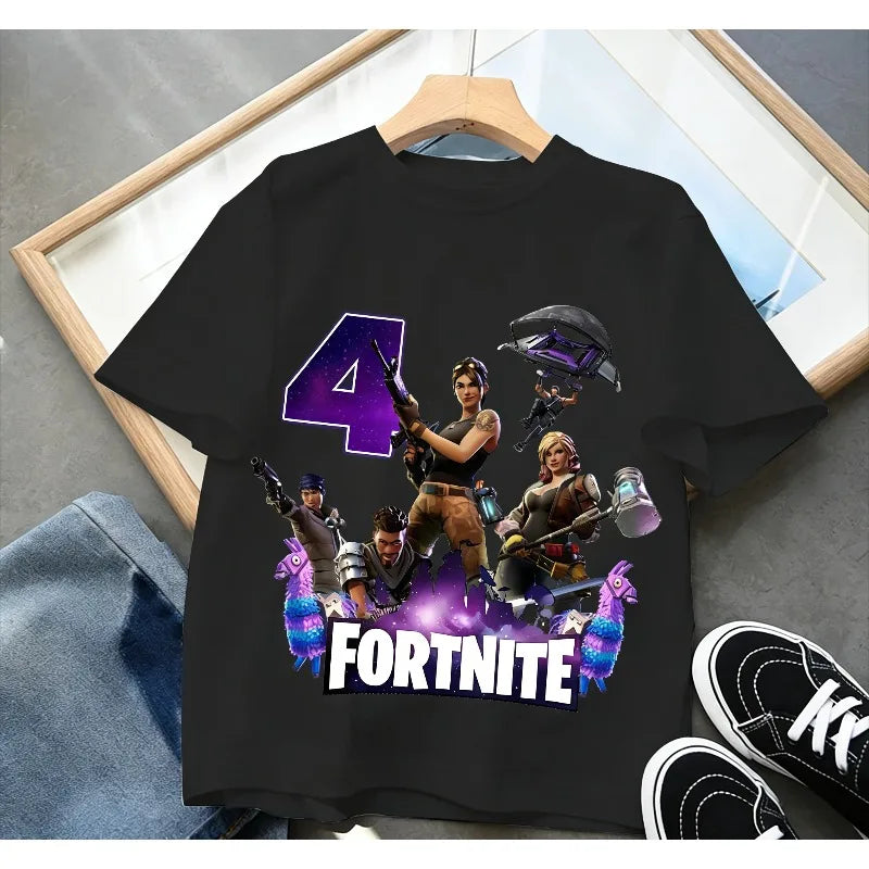 Fortnites dječje majice s brojem za rođendane za djevojčice i dječake, ljetna odjeća, pamučne majice za bebe, kratke majice za zabave, kratkih rukava, poklon za malu djecu