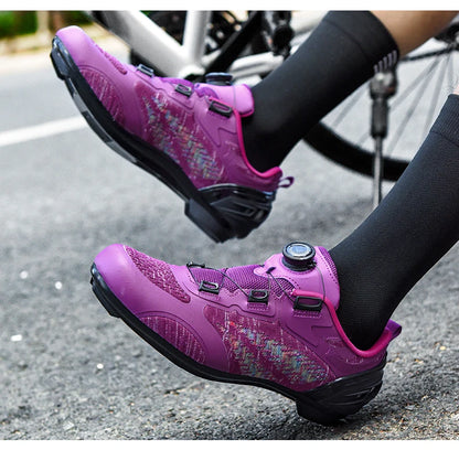 Mtb Cycling Shoes Men Women T03 Purple Breathable Speed Self-Locking Road Cycling Sports Shoes Outdoor Racing Training Sneakers
