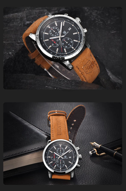 Montre pour homme BENYAR 5102 – Chronographe sportif de luxe à quartz, accessoire de mode d'une grande marque