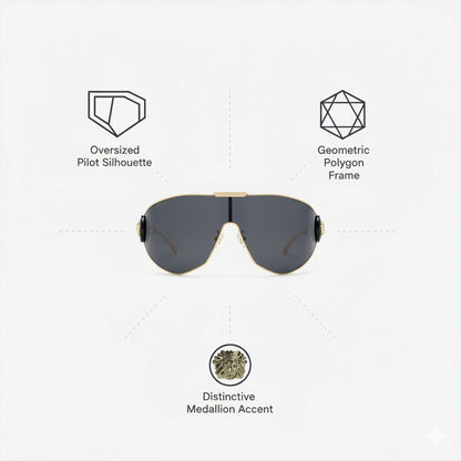 Oversized One-Piece Windproof Mask Sunglasses Women 2026 Luxury Fashion Vintage Steampunk Polygon Shield Wrap Around Sun Glasses