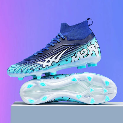 Chaussures de football pour hommes et femmes, chaussures de sport à crampons longs, idéales pour les étudiants, les matchs et l'entraînement.