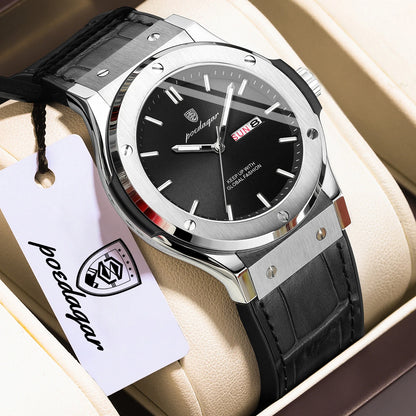 Montre pour homme POEDAGAR – Modèle original, style professionnel, étanche, bracelet en silicone, affichage de la date et du jour, mouvement à quartz, montre de luxe tendance.