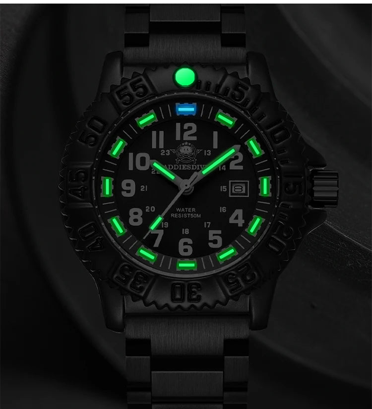 ADDIESDIVE Men’s Luxury Military Sport Quartz Watch  Luminous Dial, Rotating Bezel, Nylon Strap & 50M Water Resistant