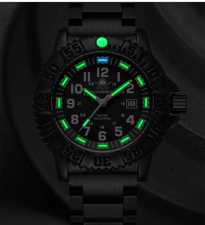 ADDIESDIVE Men’s Luxury Military Sport Quartz Watch  Luminous Dial, Rotating Bezel, Nylon Strap & 50M Water Resistant