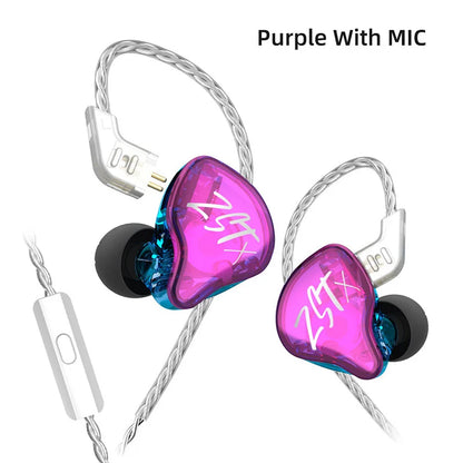 Écouteurs intra-auriculaires KZ ZSTX 1BA 1DD hybrides, câble détachable plaqué argent, écouteurs filaires HiFi pour la musique et les jeux