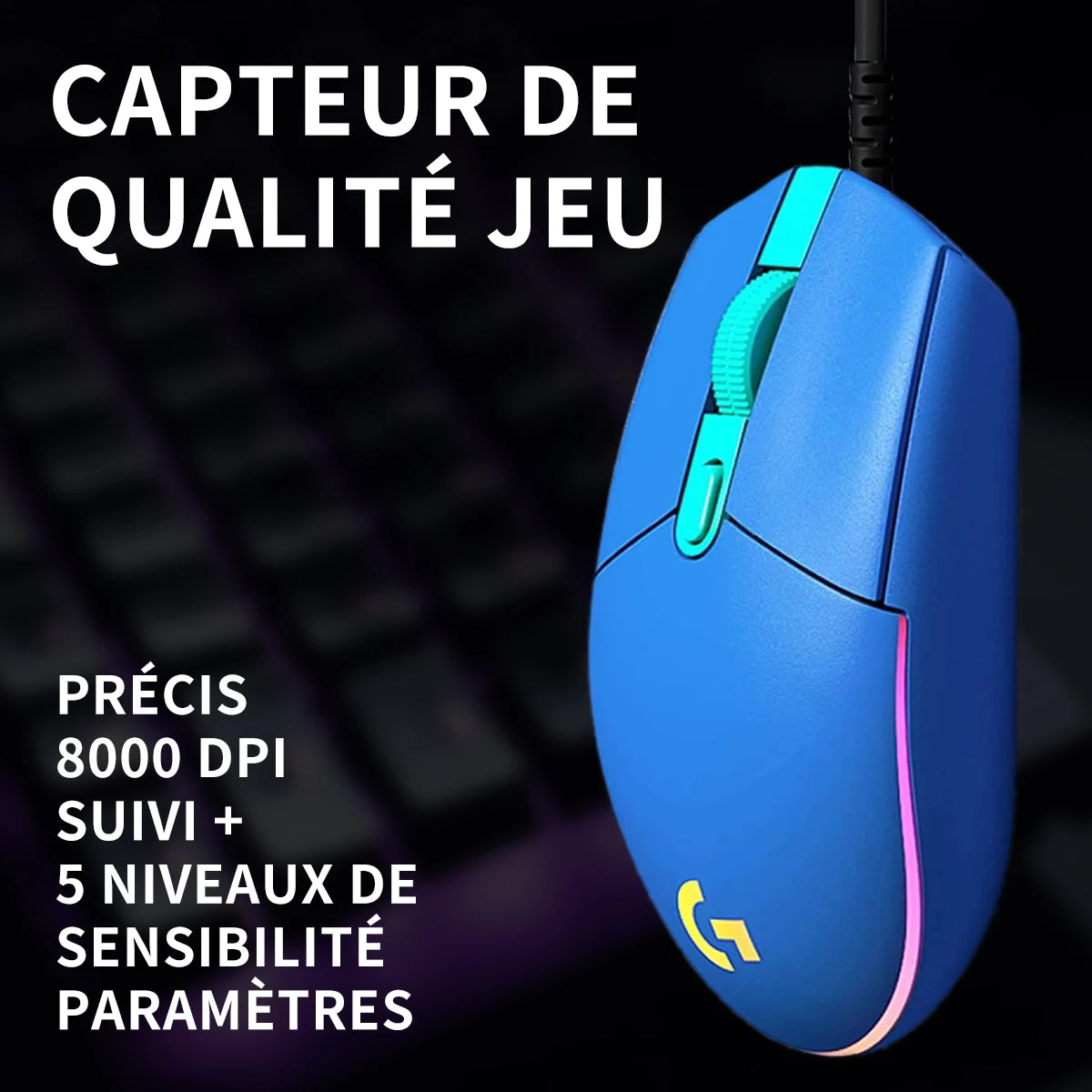 Logitech G203 Wired Gaming Mouse, Esports-Grade, 6 Programmable Buttons & Multi-Color for Competitive Games