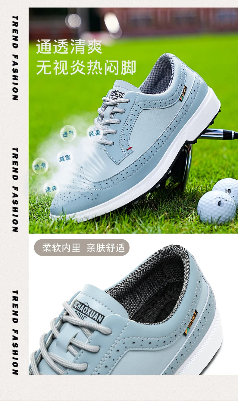 Scarpe da golf professionali da uomo in pelle di alta qualità, traspiranti, scarpe sportive per competizioni e allenamenti di golf, taglie forti 39-47#