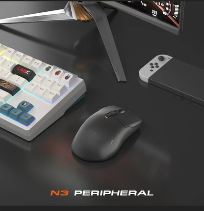 Motospeed Darmoshark N3 Pro Bluetooth brezžična gaming miška, dvojni 8K, tri-mode, polnilna, PAW3395, 64g, ergonomska miška za gamerje