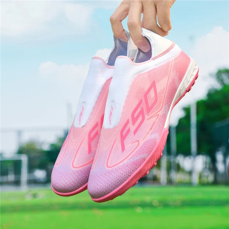 Nouvelles chaussures de football pour hommes, chaussures de sport d'extérieur, chaussures de soccer ultralégères, chaussures de futsal antidérapantes, de haute qualité, à cheville haute, respirantes, pour match