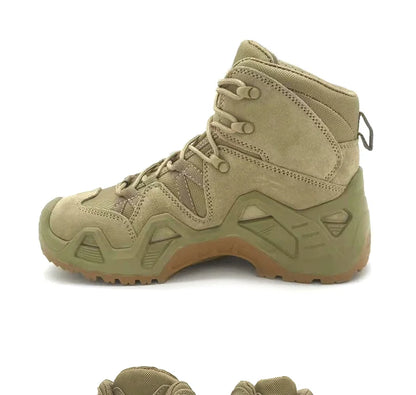 Lynjacye Mid Cut Green Combat Boots Men Women Size 39-46 Outdoor CS Training Hiking Shoes Desert Ankle Climbing Bota Masculina