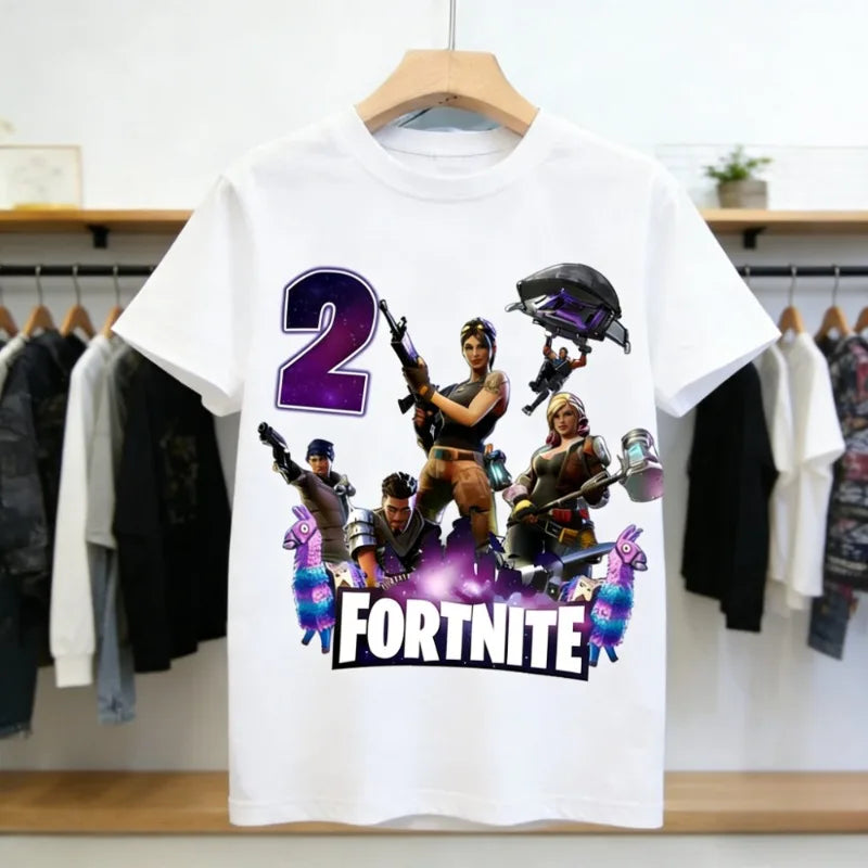 Fortnites dječje majice s brojem za rođendane za djevojčice i dječake, ljetna odjeća, pamučne majice za bebe, kratke majice za zabave, kratkih rukava, poklon za malu djecu
