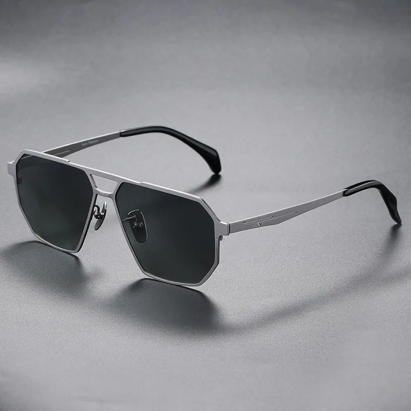Pure Titanium Sunglasses Men Vintage Square Polarized Sun Glasses for men Women 2026 New Retro driving Mirrored UV400 Shades