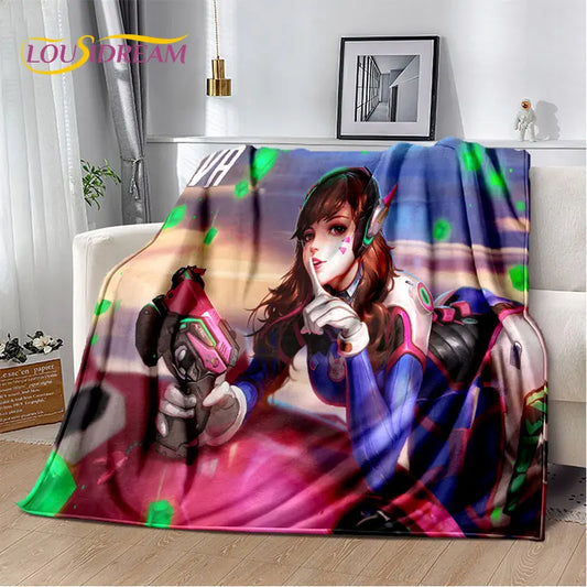 Overwatch Game Gamer DVA Reaper Μαλακή Λούτρινη Κουβέρτα, Κουβέρτα Φανέλας Ριχτάρι για Σαλόνι Υπνοδωμάτιο Κρεβάτι Καναπέ Πικνίκ Παιδί 3D