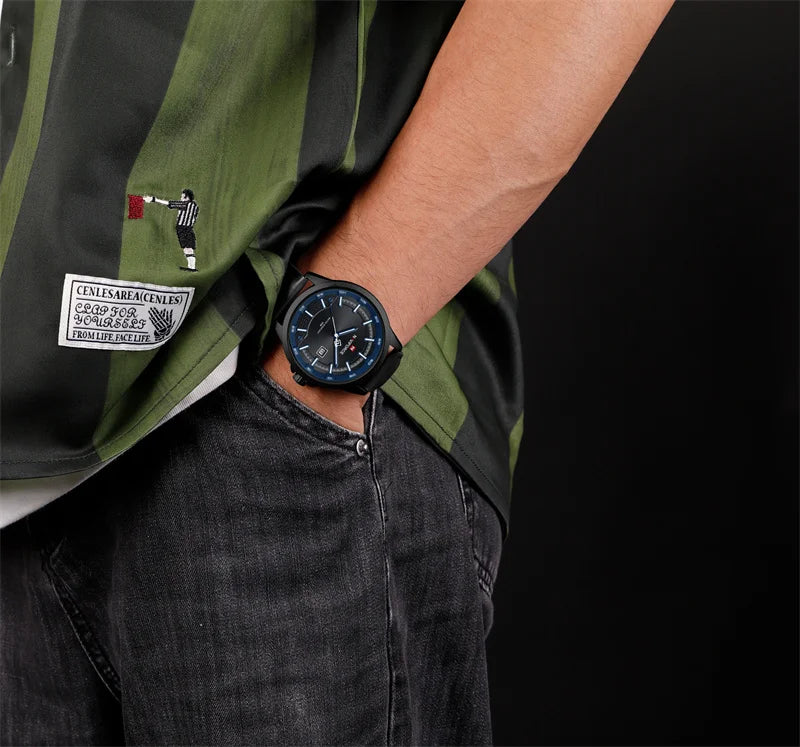 Naviforce 9248 Top Brand New Sport Wristwatch Luxury Military Auto Date Leather Simple Quartz Original Male Clock