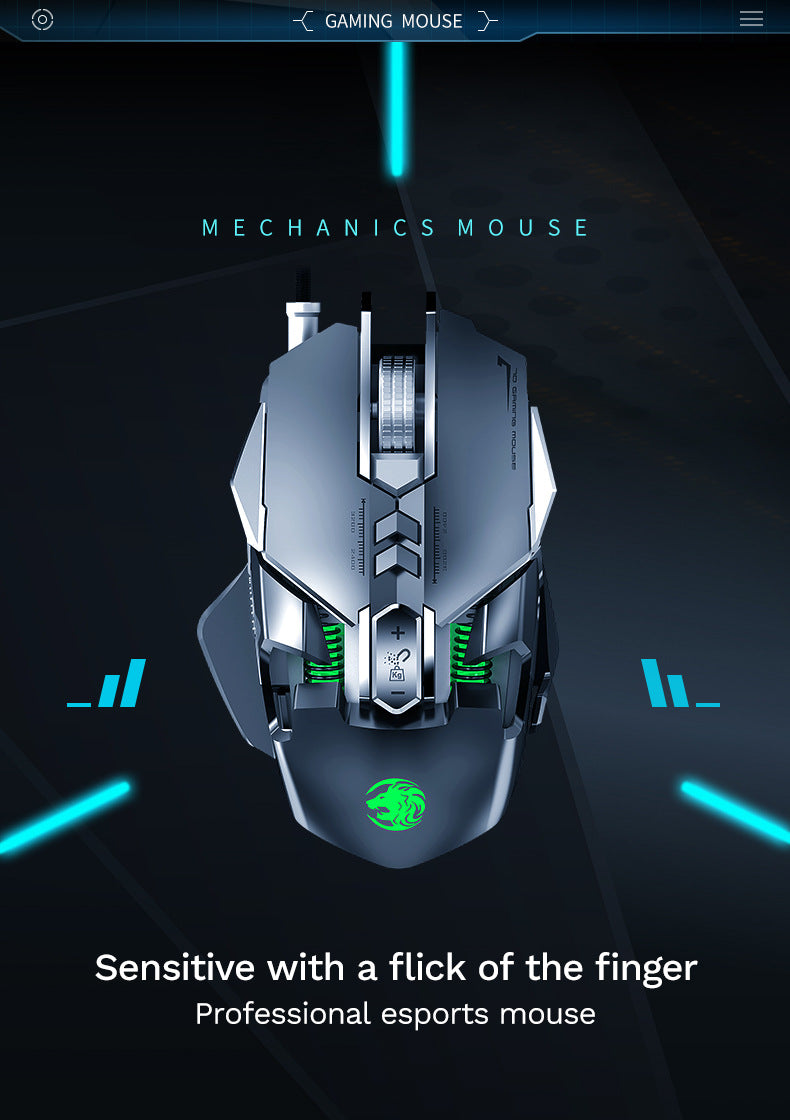 Mouse meccanico cablato RGB 6400 DPI con attrazione magnetica e contrappeso DIY per PC gaming e eSport