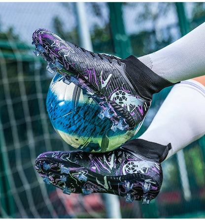 Chaussures de football pour hommes et femmes, crampons antidérapants pour terrain synthétique, baskets de futsal, chaussures de football à crampons pour terrain gazonné, support de cheville, pour l'extérieur