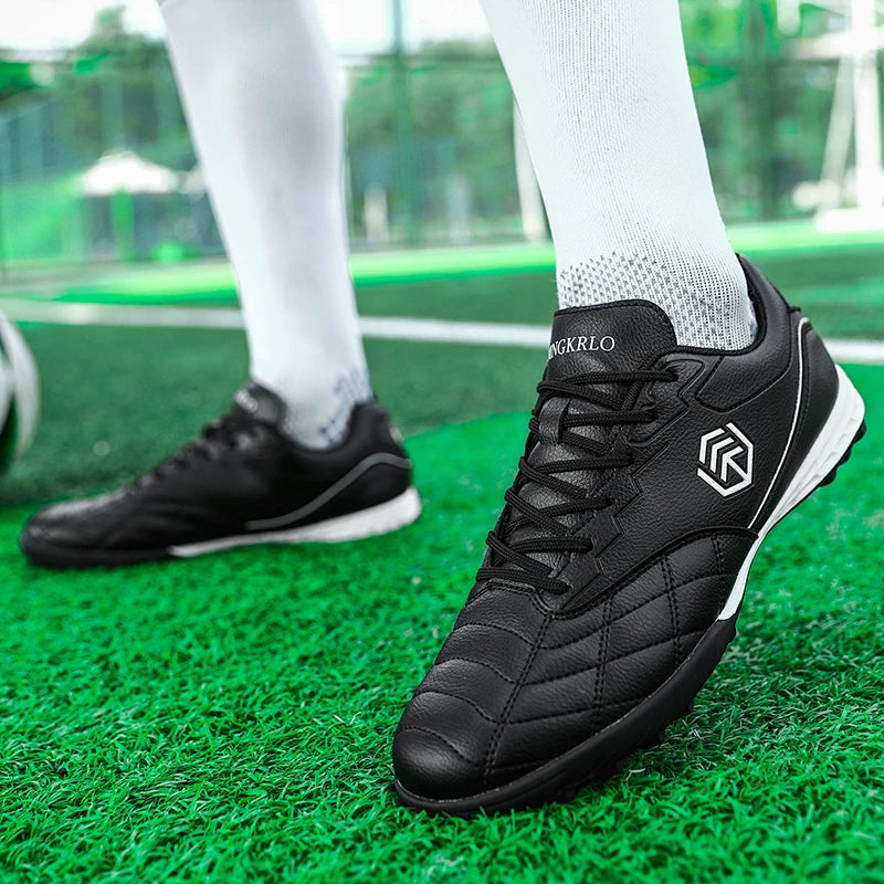 Men Long Spike Football Soccer Boots Outdoor Male Gym Training Sneakers Big Size Black White for Teenager Sports