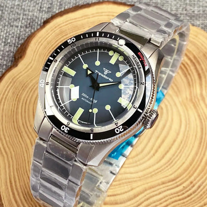 200M Water Resistant Mechanical Wristwatch Miyota 8215 Domed Sapphire Glass 120 clicks Bezel Steel Band Luminous Marks