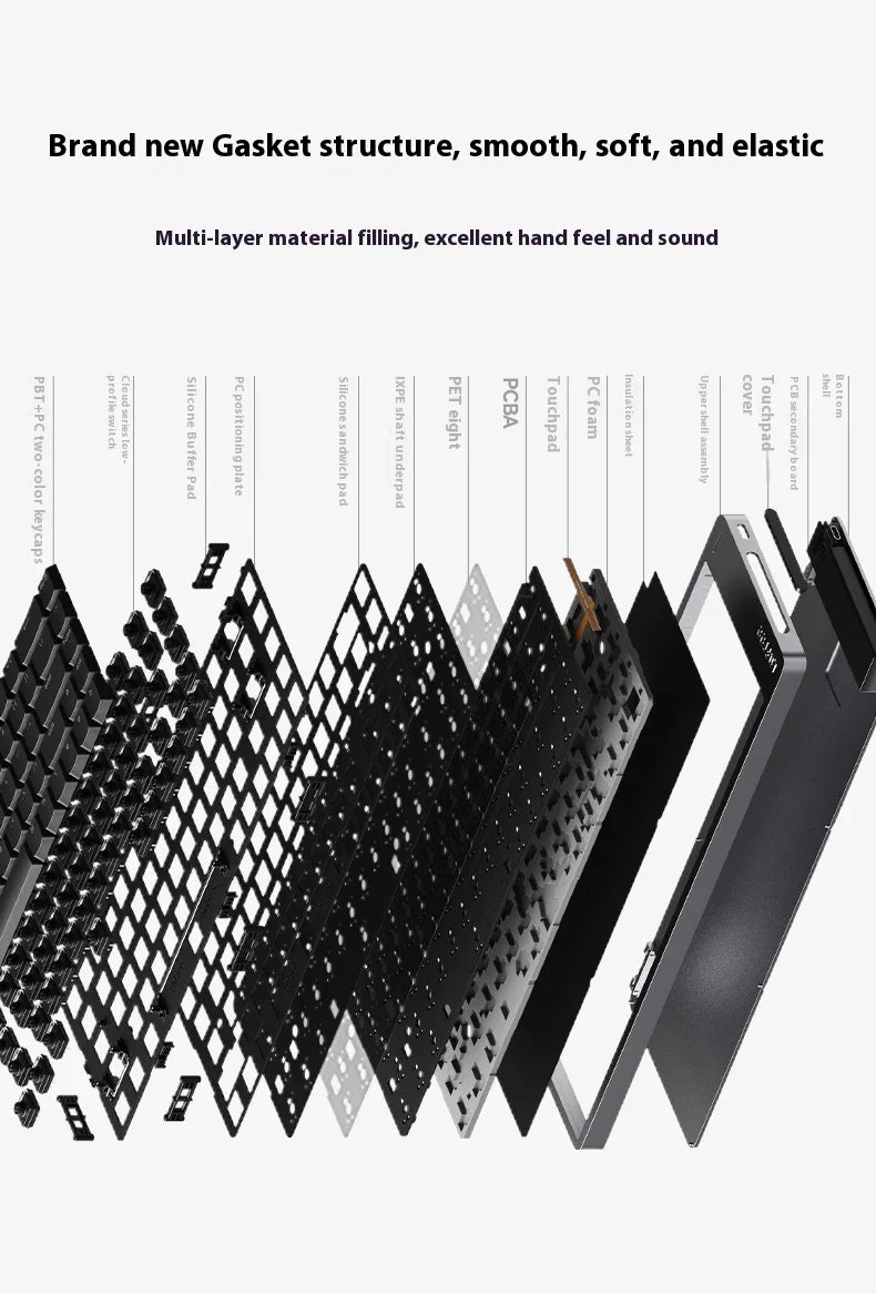 Tastiera meccanica Lofree FLOW2 Business Office, wireless Bluetooth e cablata, silenziosa con suono delicato, compatibile, mute, blocco in alluminio