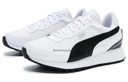 Chaussures de ville basses Puma Road Rider, en tissu et cuir synthétique, confortables pour un usage quotidien, baskets, blanc et noir, 397432-05