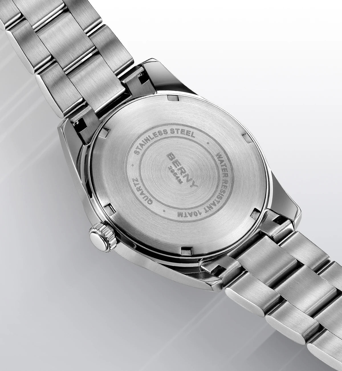 BERNY Men's Watch 10ATM Sapphire Luminous Fashion Quart Watches Full Stainless Steel Classic Dress Business Wristwatch