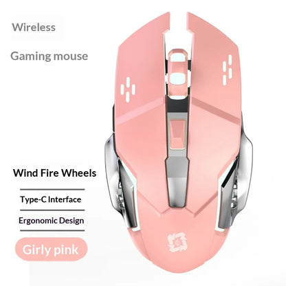 Wireless Mouse Silent Rechargeable Type-C Bluetooth 2.4G Dual Mode Ergonomic RGB Light for Laptop PC Office Home Gaming Daily Wo