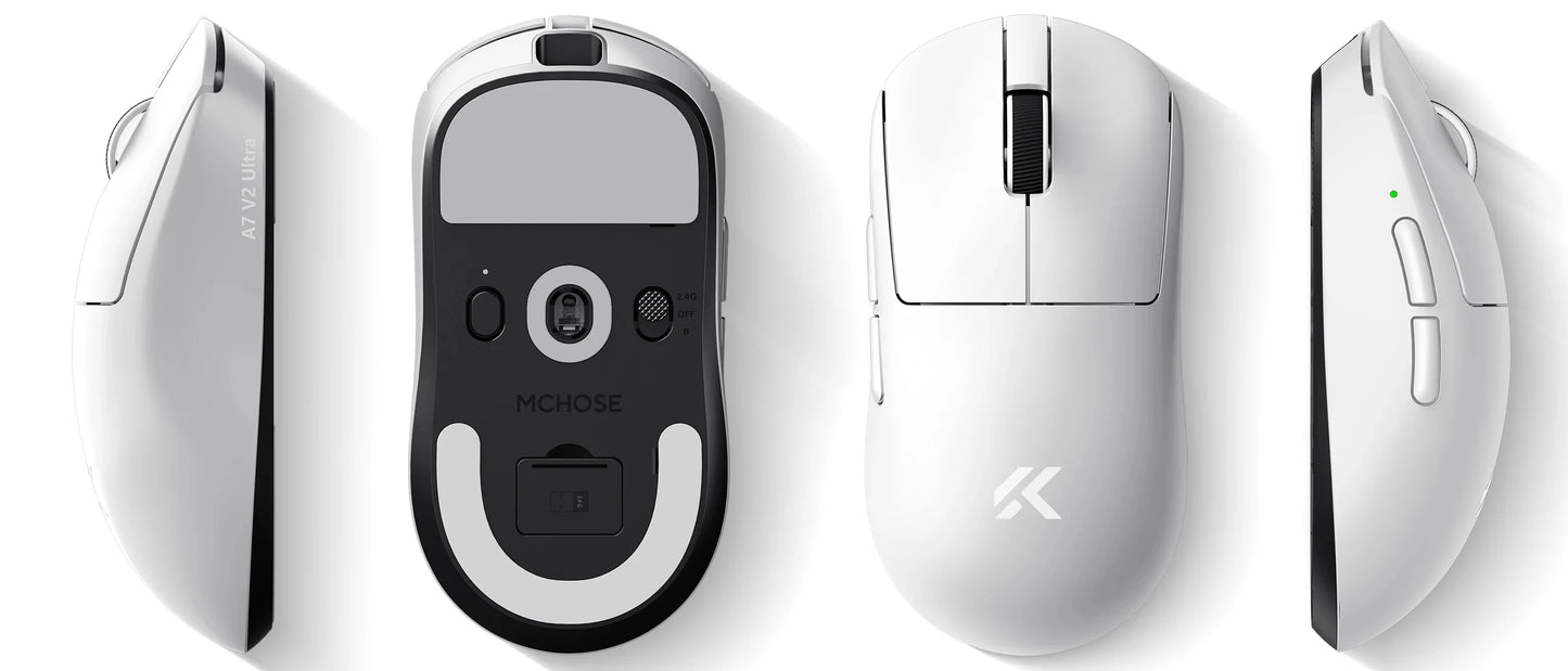 MCHOSE A7 V2 lehká bezdrátová herní myš s duální frekvencí dotazování 8,000Hz, PAW3950 TI, herní, e-sportová a kancelářská myš