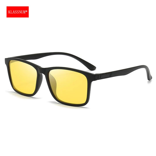 KLASSNUM Sunglasses Man TR Frame Polarized Sunglasses Yellow Driving Sun Glasses Fishing Sports UV400 Shades Classic Eyewear New