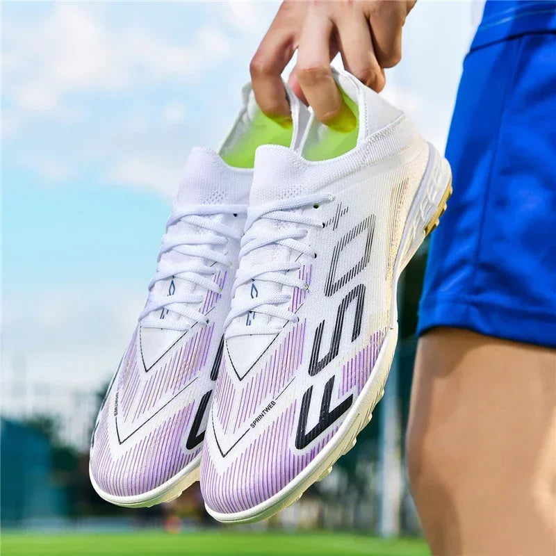 Nouvelles chaussures de football pour hommes, chaussures de match en extérieur, baskets de soccer, chaussures montantes de haute qualité, crampons antidérapants pour futsal et terrain synthétique, meilleures ventes