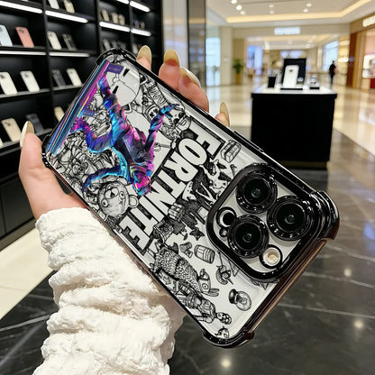 Популярен калъф за телефон с FortniteS дизайн и метализирано покритие за iPhone 17 17e 16e 16 15 14 13 12 11 Pro Max X XR XSMax 7 8 Mini Air Plus, против падане