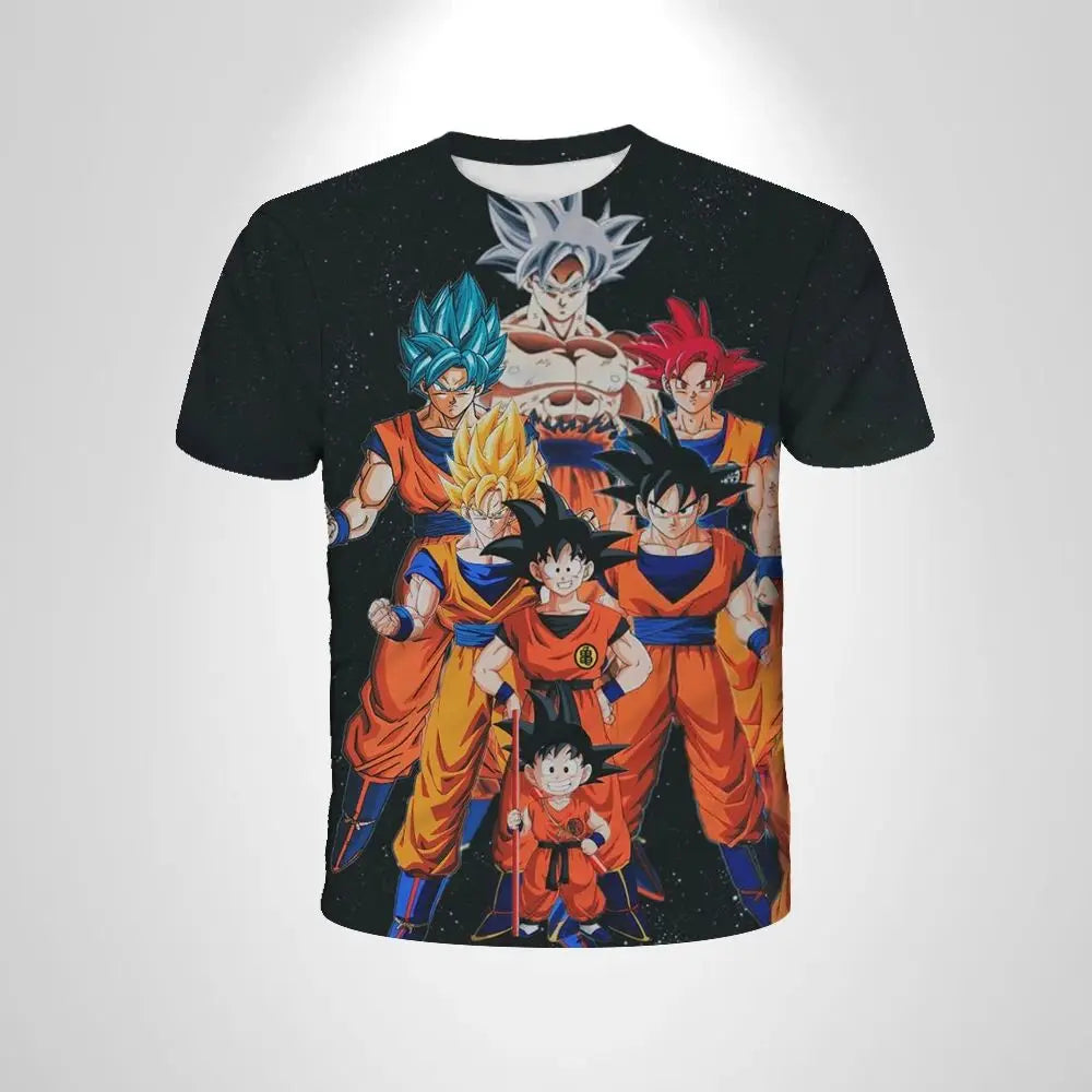 Dragon Ball 3D-nyomtatott póló gyermekruházathoz, felnőtt nyári rövid ujjú anime póló, alkalmi és divatos