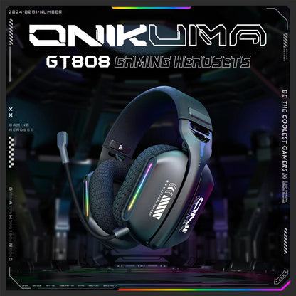 ONIKUMA GT828 Bluetooth Headset Four-mode Connection Over Ear HIFI Stereo Wireless Gaming Headsets with Mic for PC Laptops PS5