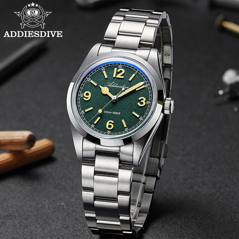 ADDIESDIVE 36mm Orologio da uomo in offerta AD2518, vetro bombato, acciaio inox 316L, impermeabile 100m, al quarzo
