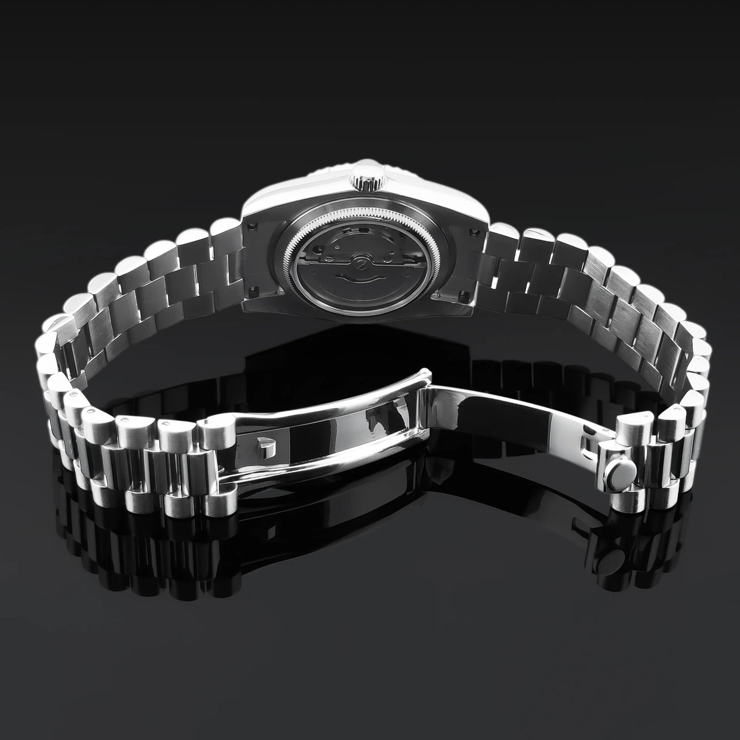 CORGEUT NH36 Mechanical Men's Watch Date of the Week Show President Chain Strap Steel Case Watch Threaded Arc Bezel waterp