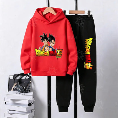 Dragon Ball Super Son Goku Printed Hooded Sweatshirt Suit Casual Loose Anime Streetwear Hoodie Pants 2 Piece Set for Men Boys, produit gaming premium Fraquane