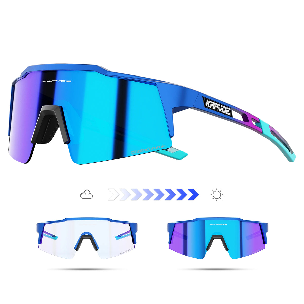 Kapvoe Fotochromowe okulary rowerowe dla mężczyzn Okulary modowe Rower górski Rower szosowy Okulary do jazdy na świeżym powietrzu Okulary sportowe MTB