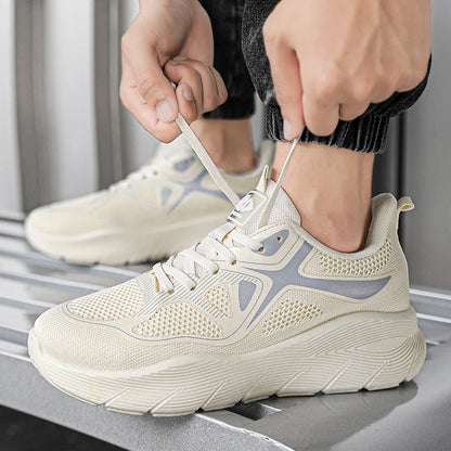 Fashion Platform Men's Running Shoes Trendy Casual Knit Breathable Orange Sneakers Men Outdoor Sports Non-Slip Jogging Shoes Men