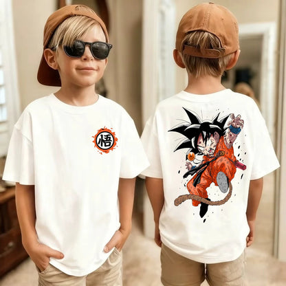 Anime Dragon Ball Cosplay T-Shirt Cotton Short Sleeve Tops Casual Loose Retro T-Shirt Men Women Family Matching Summer Outfits