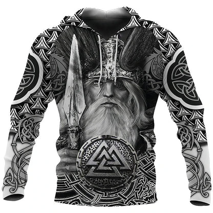 2024 Mens Hoodies Eagle Tattoo Pattern Vikings 3D Printed Fashion Casual Harajuku Hip Hop Autumn And Winter Oversized Sudaderas, Produit gaming premium Fraquane, équipement gamer