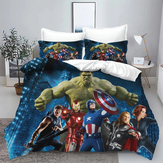 The Avengers Hero Bettwäsche-Set mit Bettbezug und Kissenbezug, für Erwachsene, Jungen und Mädchen, Schlafzimmerdekoration für Kinder, Einzel-, Doppel- und Großformat