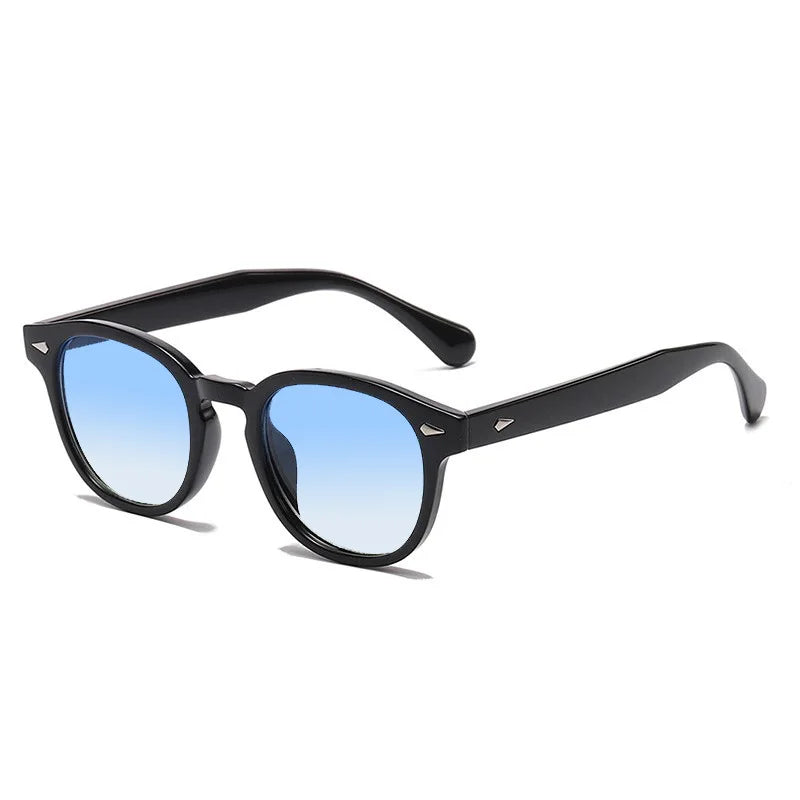 JNPCXI New Retro Round Sunglasses Women Yellow Fashion Rivets Decoration Shades UV400 Men Punk Sun Glasses