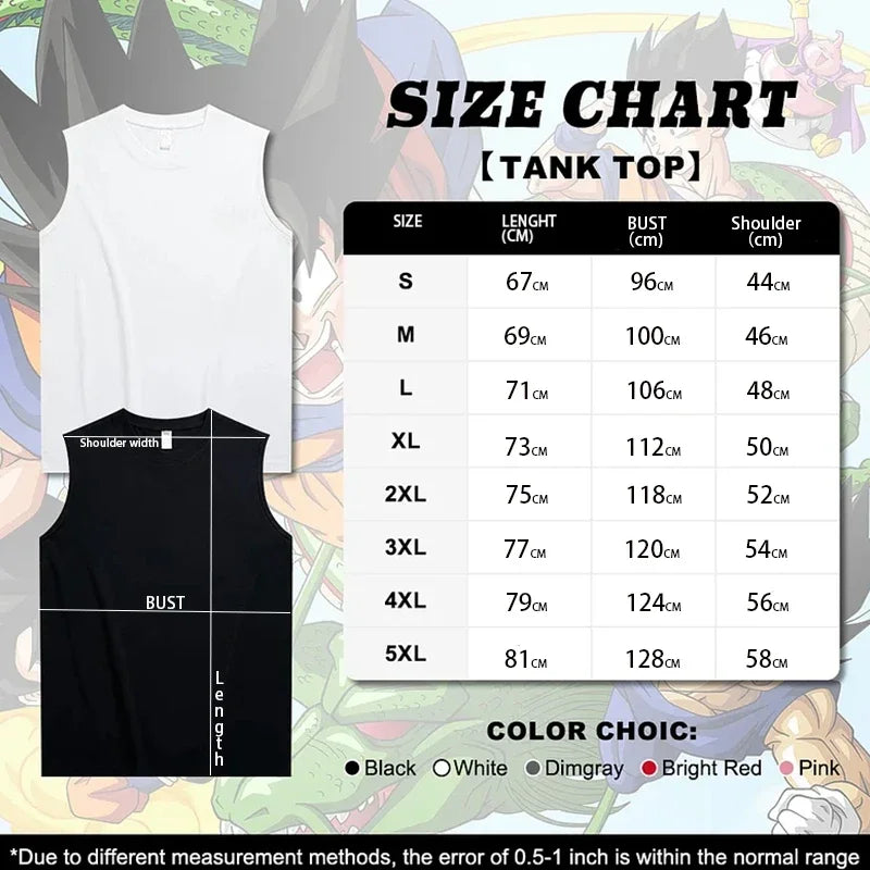 Son Goku Anime Dragon Ball Super Saiyan Harajuku Spring Summer Tank Top Casual Sports Fitness Pure Cotton Sleeveless Shirt Y2K